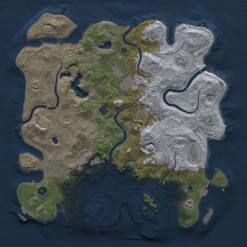 Rust Map: Procedural Map, Size: 4300, Seed: 1907085886, 17 Monuments