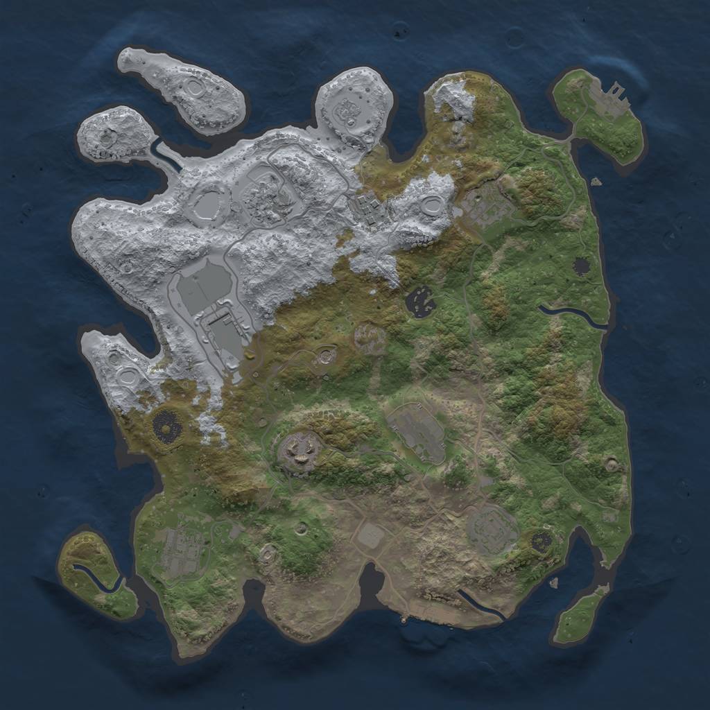 Rust Map: Procedural Map, Size: 3500, Seed: 29494547, 18 Monuments