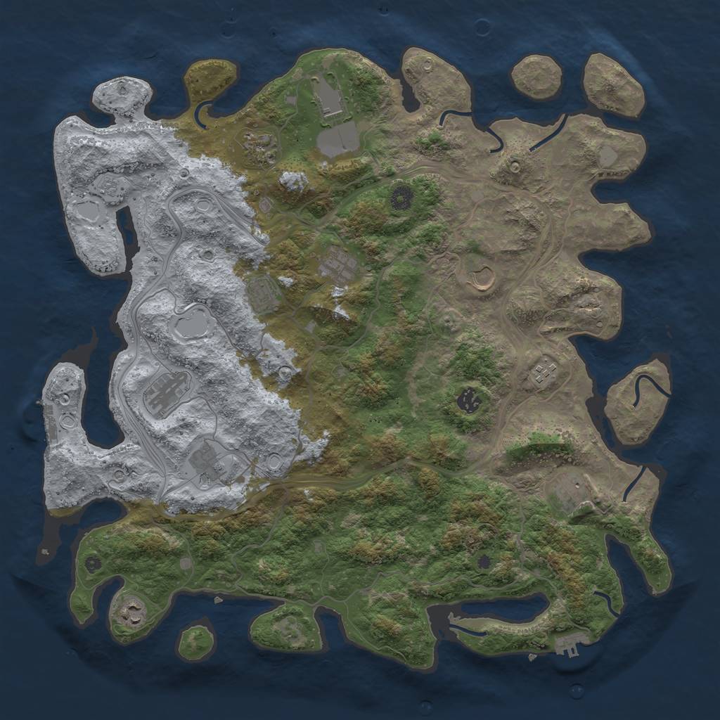 Rust Map: Procedural Map, Size: 4500, Seed: 507941236, 20 Monuments