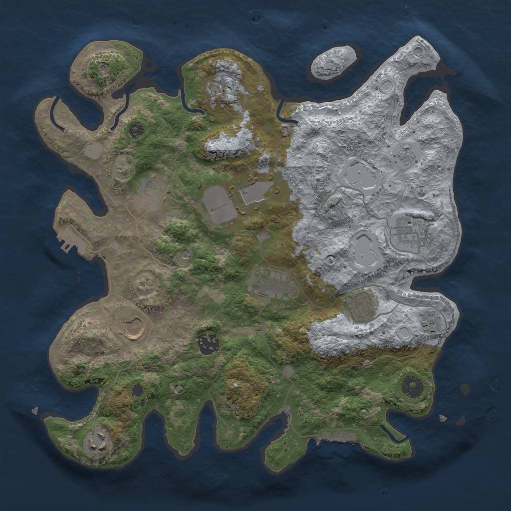 Rust Map: Procedural Map, Size: 3500, Seed: 1585954157, 19 Monuments