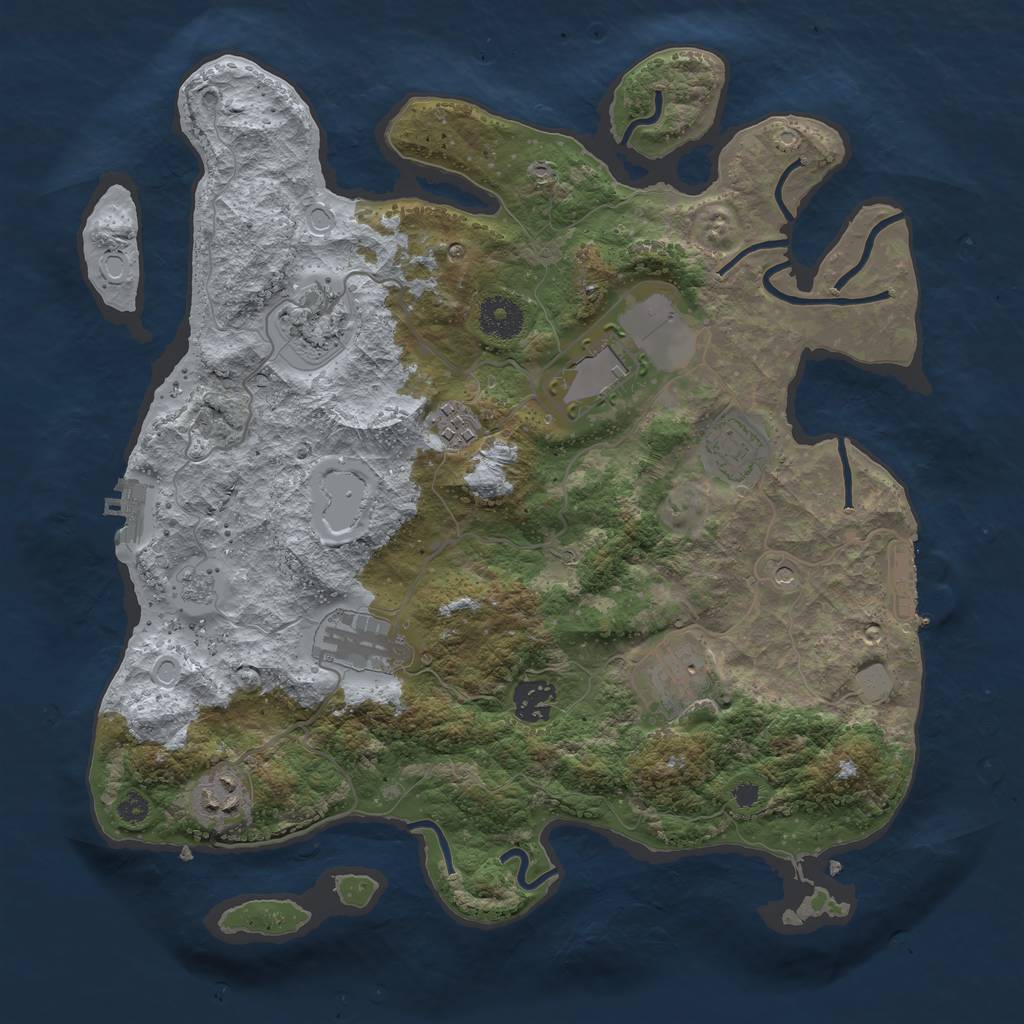Rust Map: Procedural Map, Size: 3500, Seed: 45110566, 15 Monuments