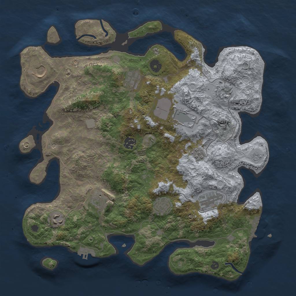 Rust Map: Procedural Map, Size: 3700, Seed: 1299322648, 19 Monuments
