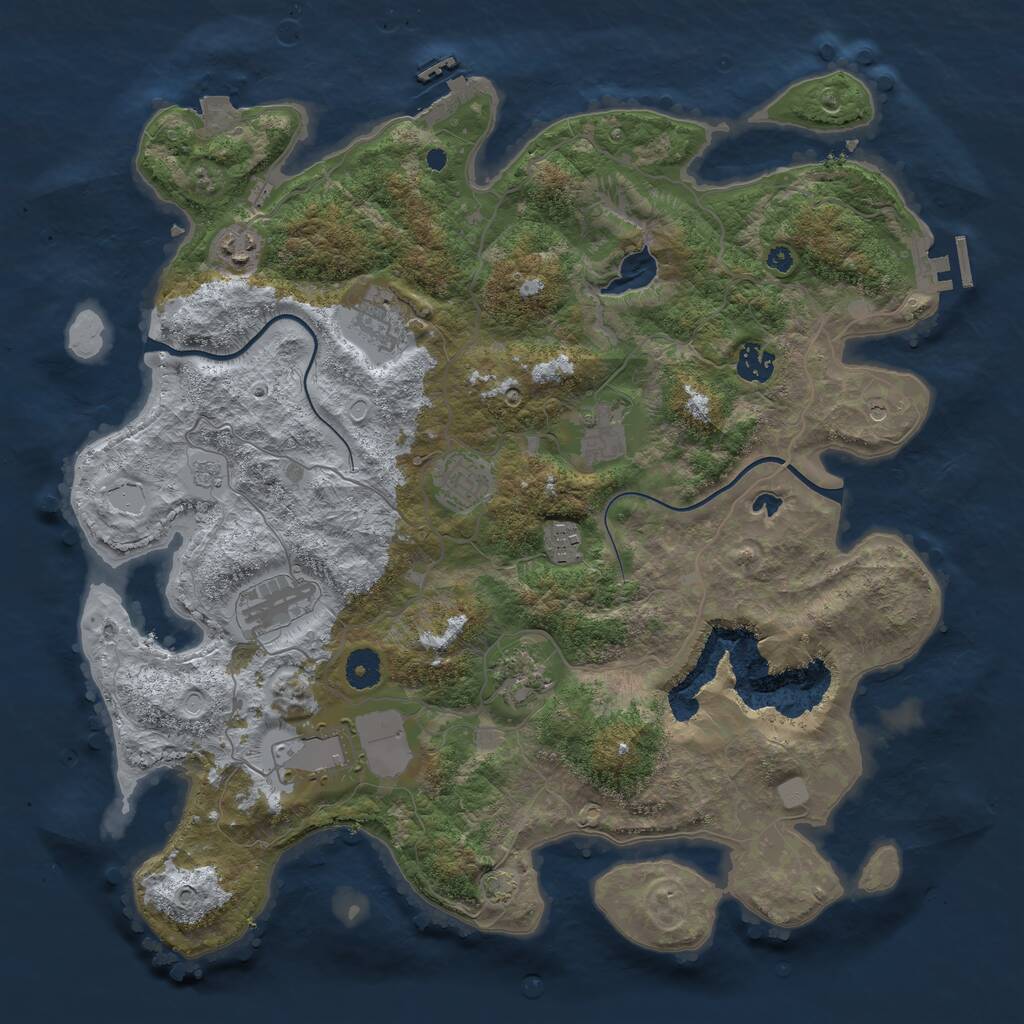 Rust Map: Procedural Map, Size: 4000, Seed: 878341594, 15 Monuments