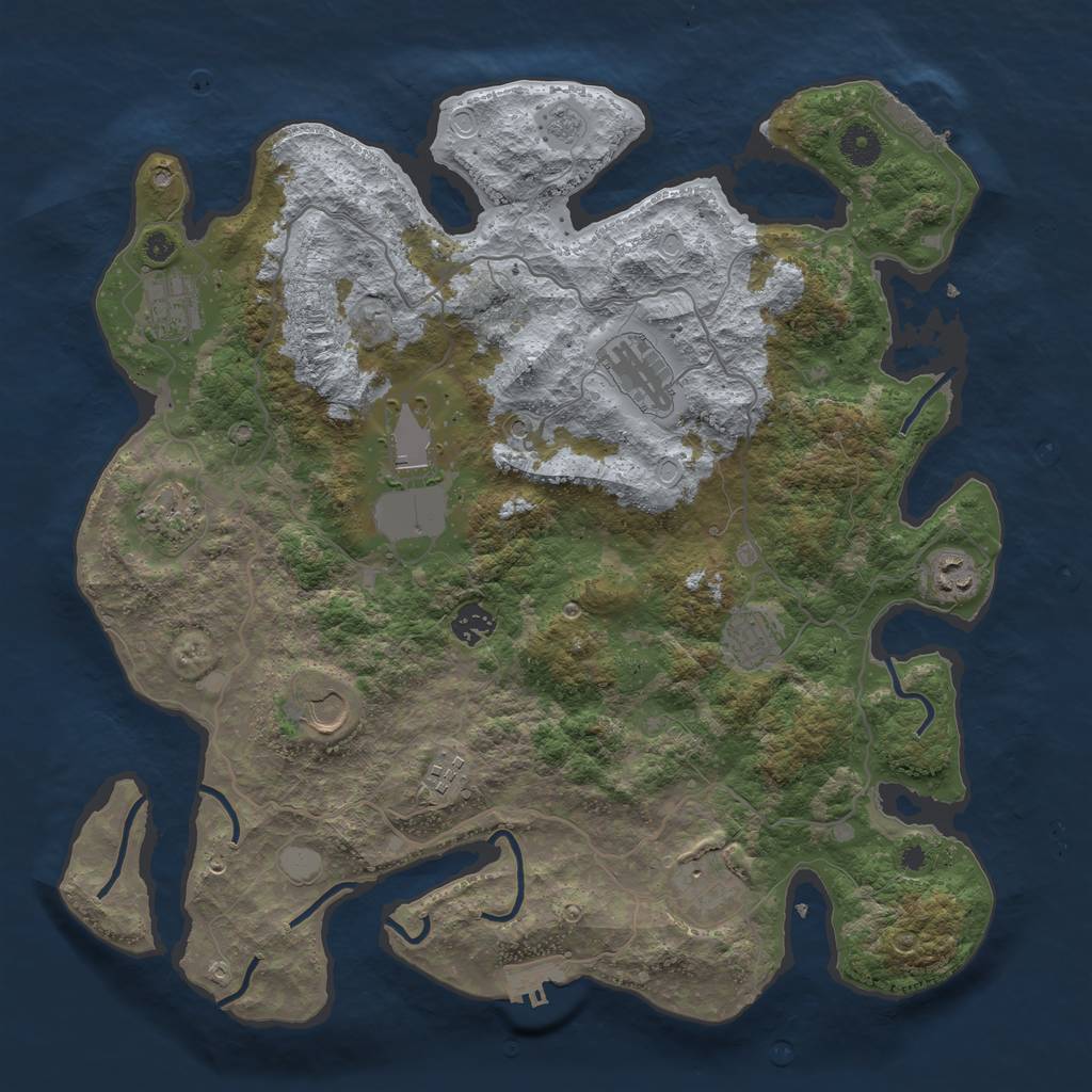 Rust Map: Procedural Map, Size: 4000, Seed: 1054604085, 19 Monuments