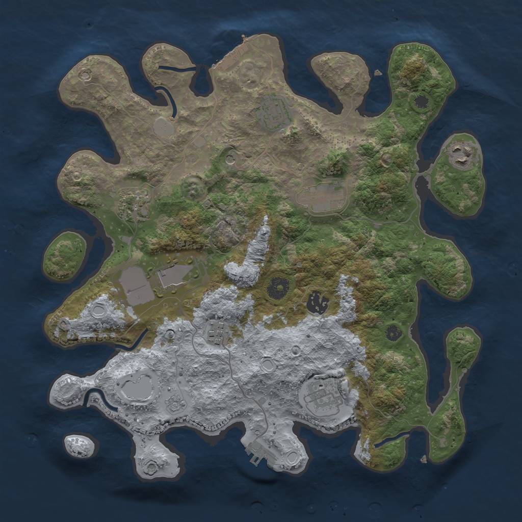 Rust Map: Procedural Map, Size: 3500, Seed: 68484903, 17 Monuments