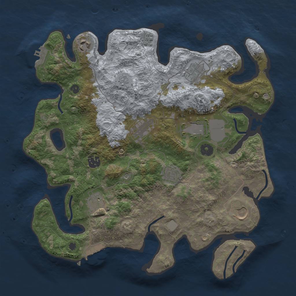 Rust Map: Procedural Map, Size: 3500, Seed: 12941360, 18 Monuments
