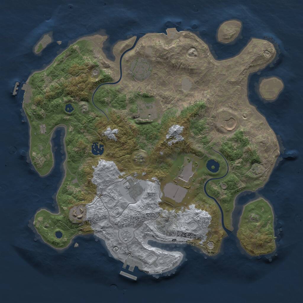 Rust Map: Procedural Map, Size: 3500, Seed: 72236853, 13 Monuments