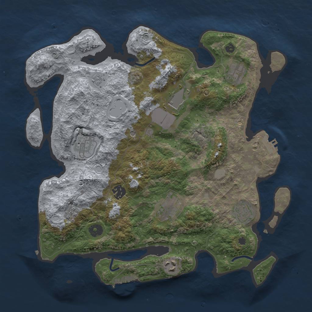 Rust Map: Procedural Map, Size: 3500, Seed: 63113357, 17 Monuments