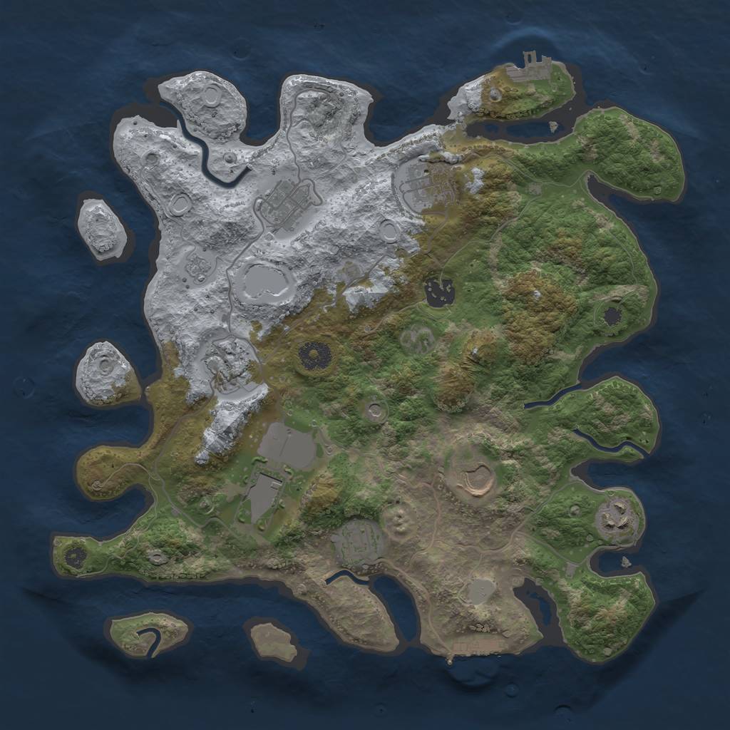 Rust Map: Procedural Map, Size: 3500, Seed: 784557493, 17 Monuments