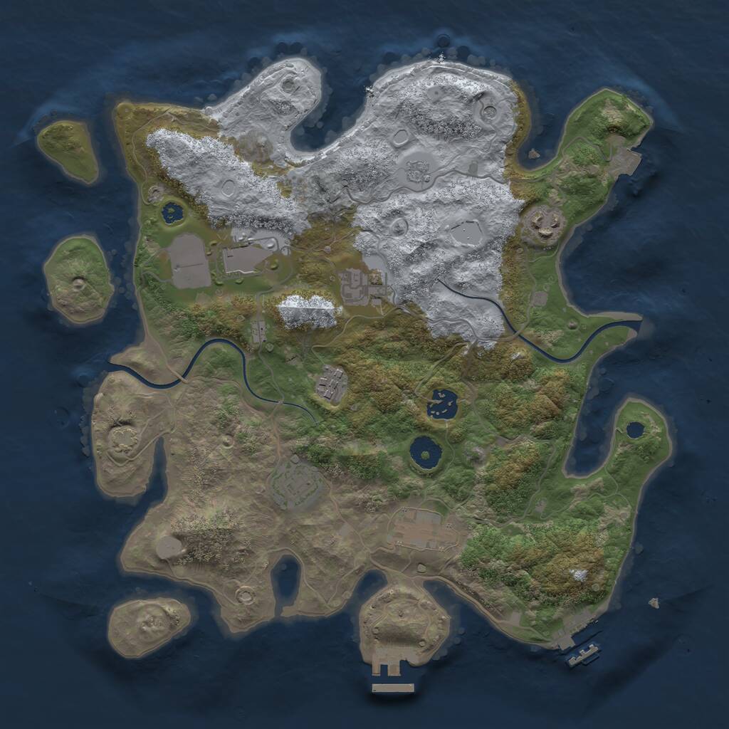 Rust Map: Procedural Map, Size: 3500, Seed: 32733600, 13 Monuments