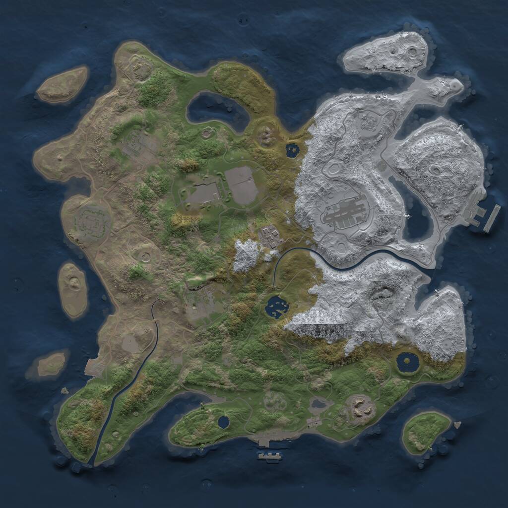 Rust Map: Procedural Map, Size: 3500, Seed: 58613240, 14 Monuments