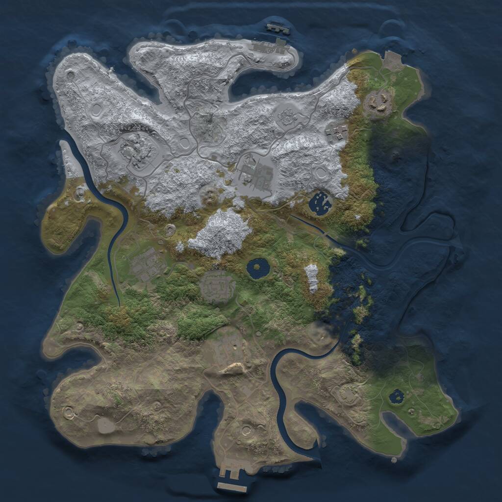 Rust Map: Procedural Map, Size: 3459, Seed: 34653462, 14 Monuments