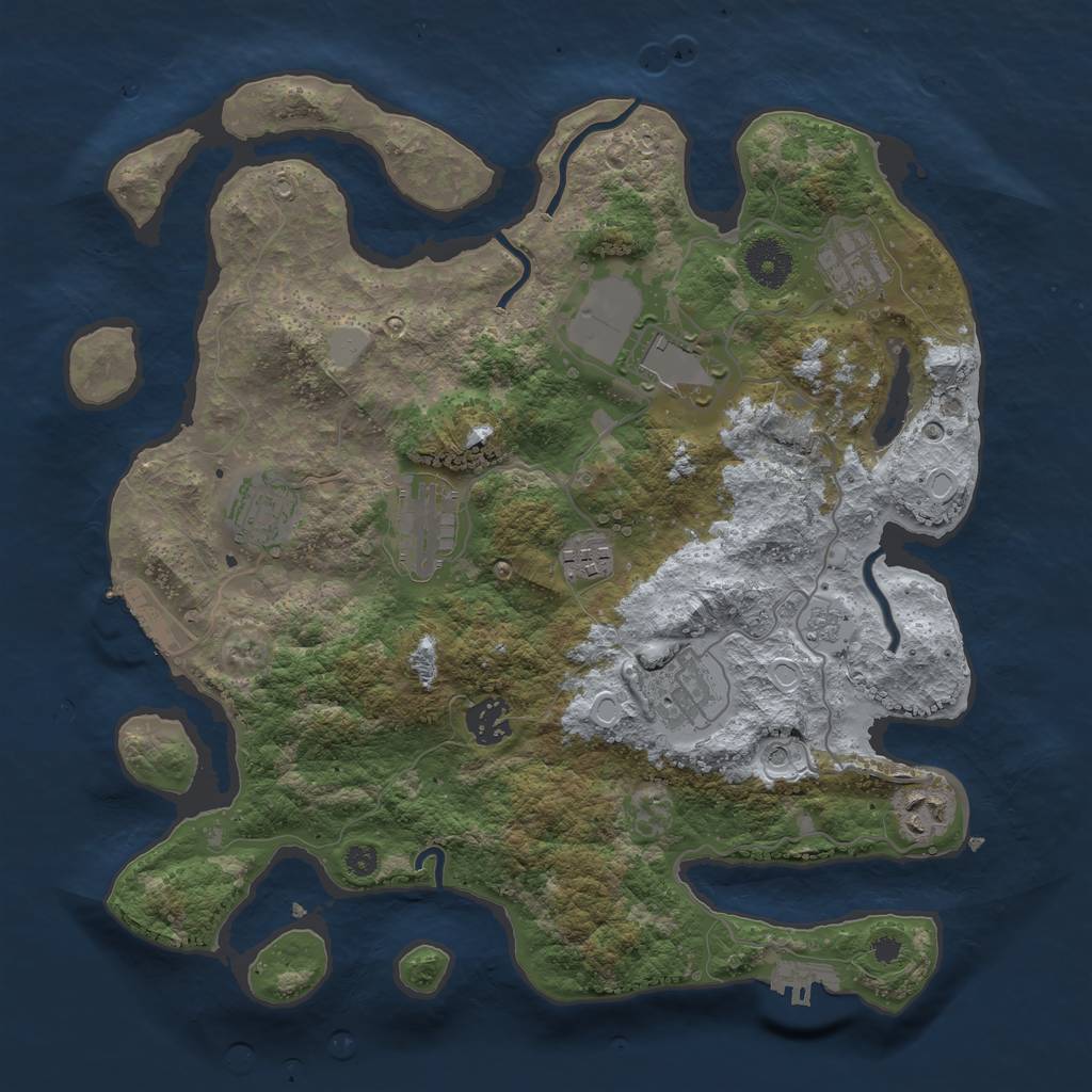 Rust Map: Procedural Map, Size: 3500, Seed: 53015163, 17 Monuments