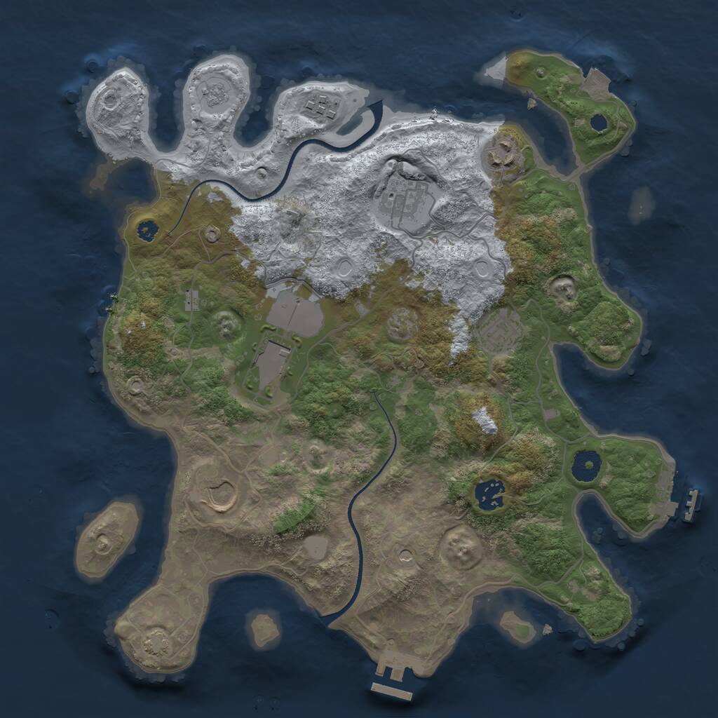 Rust Map: Procedural Map, Size: 3500, Seed: 62204278, 13 Monuments