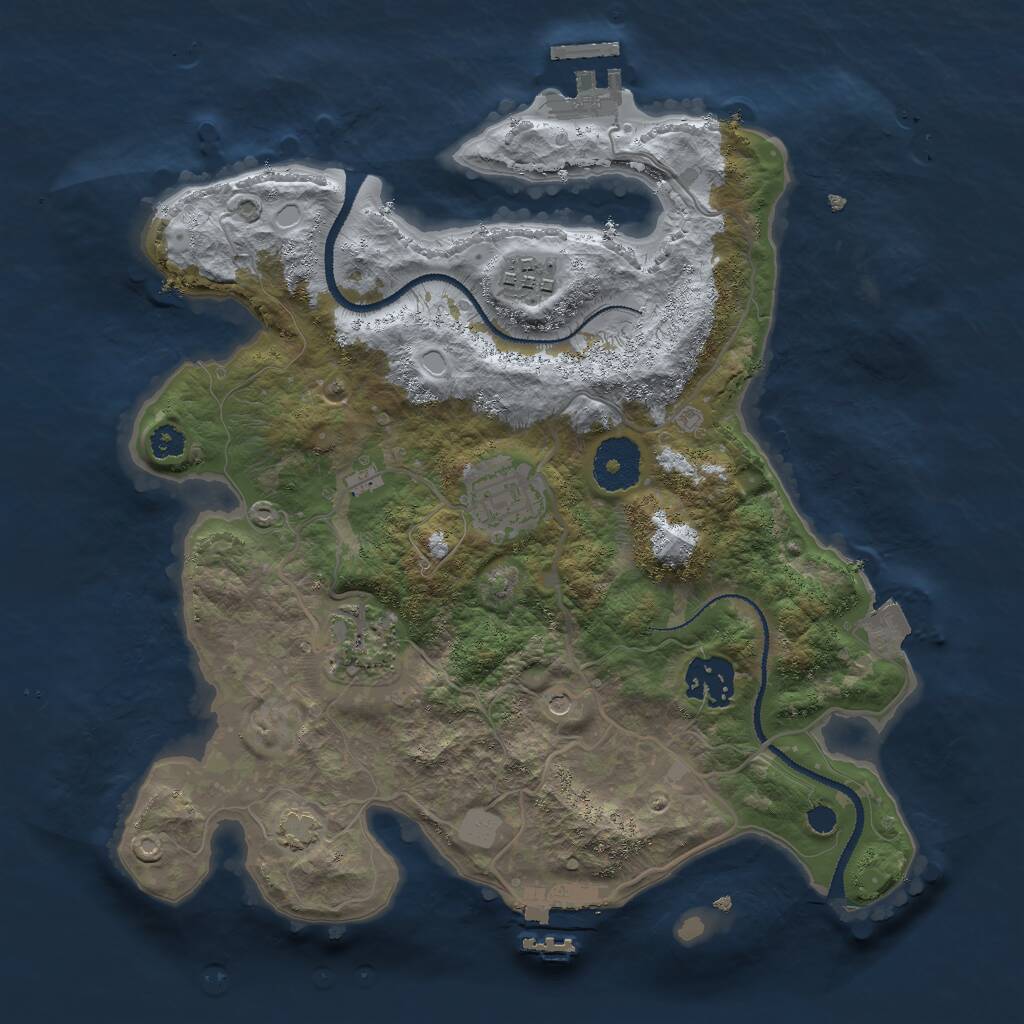 Rust Map: Procedural Map, Size: 3000, Seed: 19553, 9 Monuments