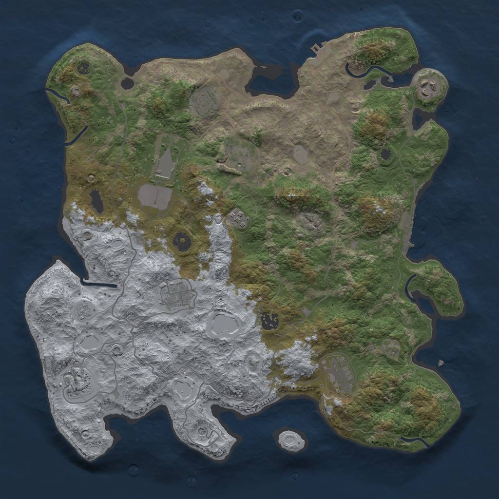 Rust Map: Procedural Map, Size: 4000, Seed: 9182763, 18 Monuments