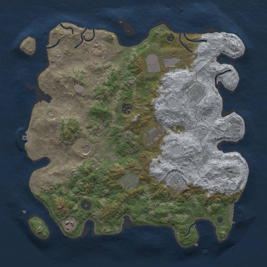 Rust Map: Procedural Map, Size: 3800, Seed: 133739, 18 Monuments