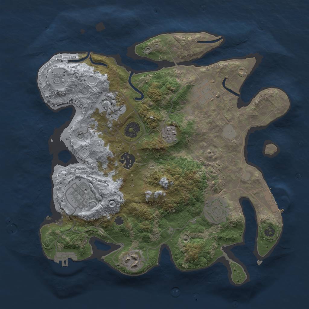 Rust Map: Procedural Map, Size: 3000, Seed: 2042749640, 16 Monuments