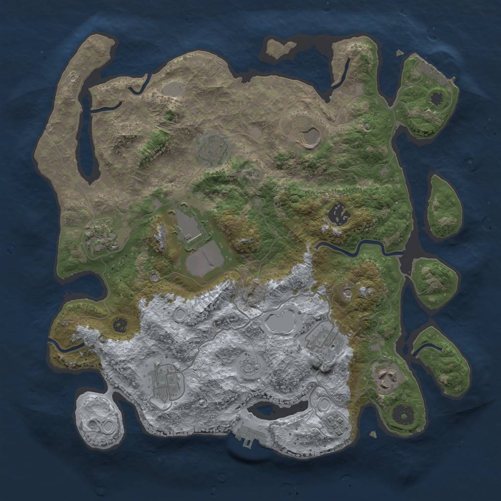 Rust Map: Procedural Map, Size: 3500, Seed: 17841189, 18 Monuments