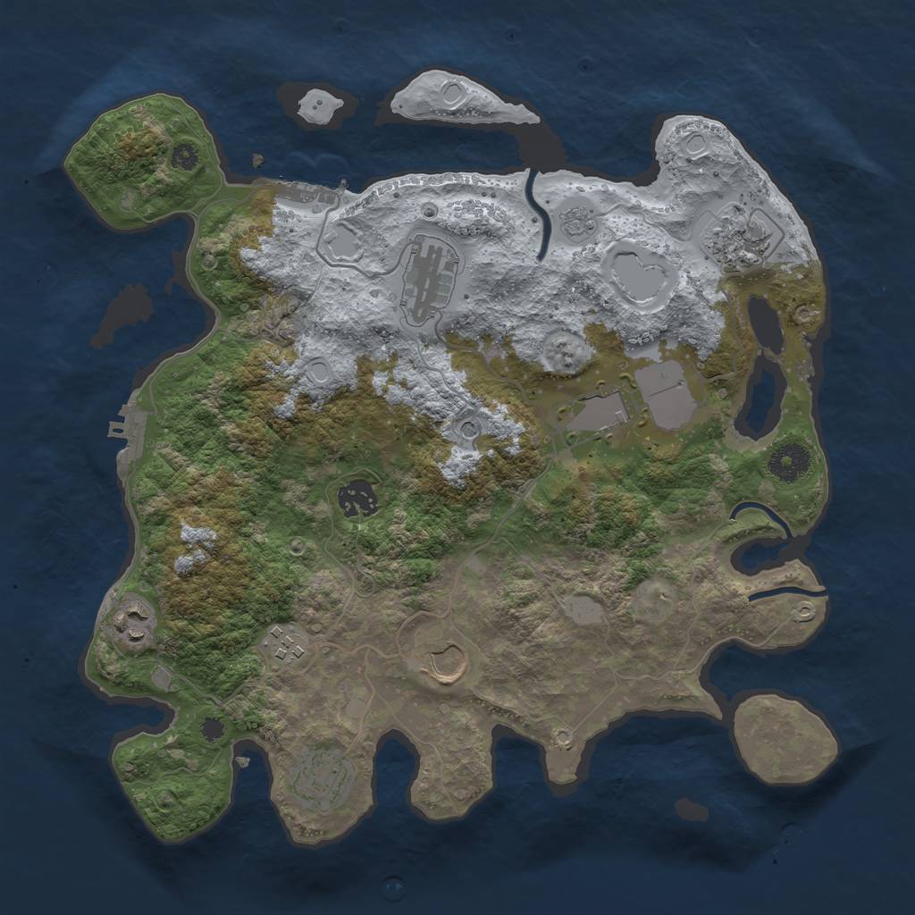 Rust Map: Procedural Map, Size: 3500, Seed: 1400353708, 17 Monuments