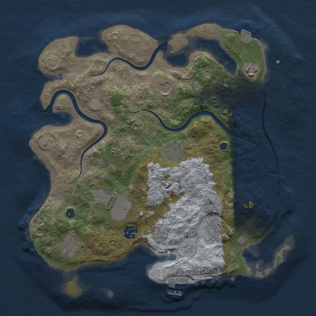 Rust Map: Procedural Map, Size: 3500, Seed: 22815621, 15 Monuments