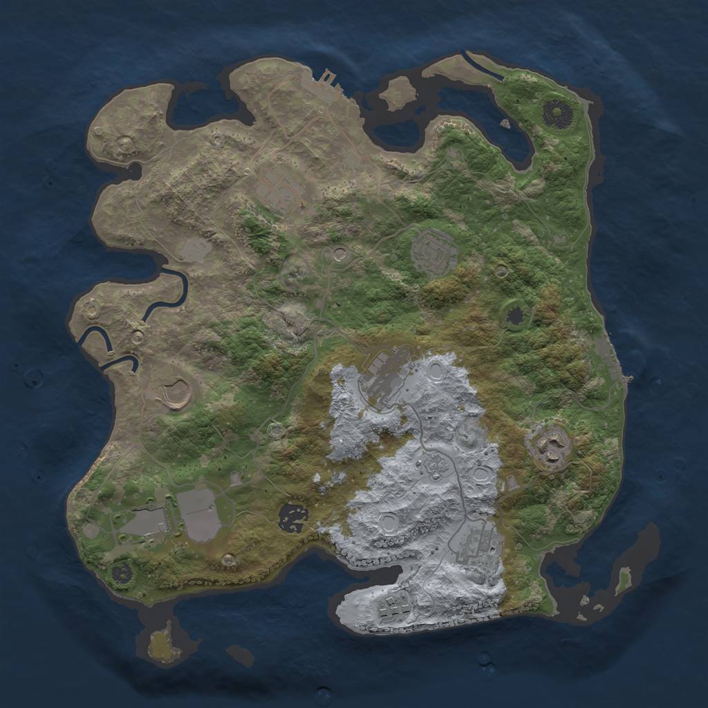 Rust Map: Procedural Map, Size: 3500, Seed: 22815621, 16 Monuments