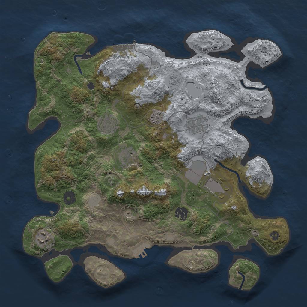 Rust Map: Procedural Map, Size: 3500, Seed: 1780885279, 14 Monuments