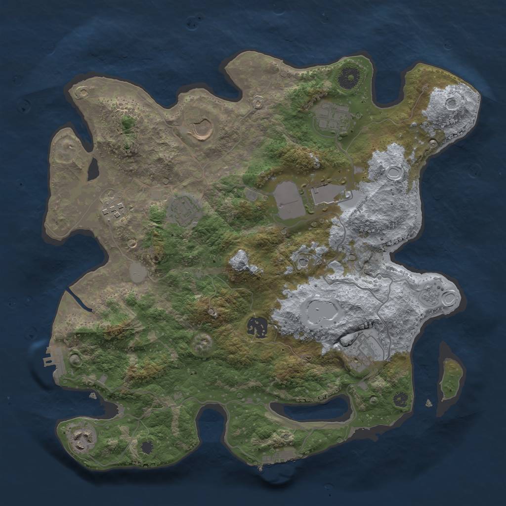 Rust Map: Procedural Map, Size: 3500, Seed: 15682947, 15 Monuments