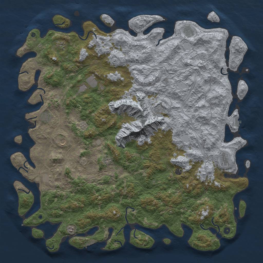 Rust Map: Procedural Map, Size: 6000, Seed: 697626587, 20 Monuments