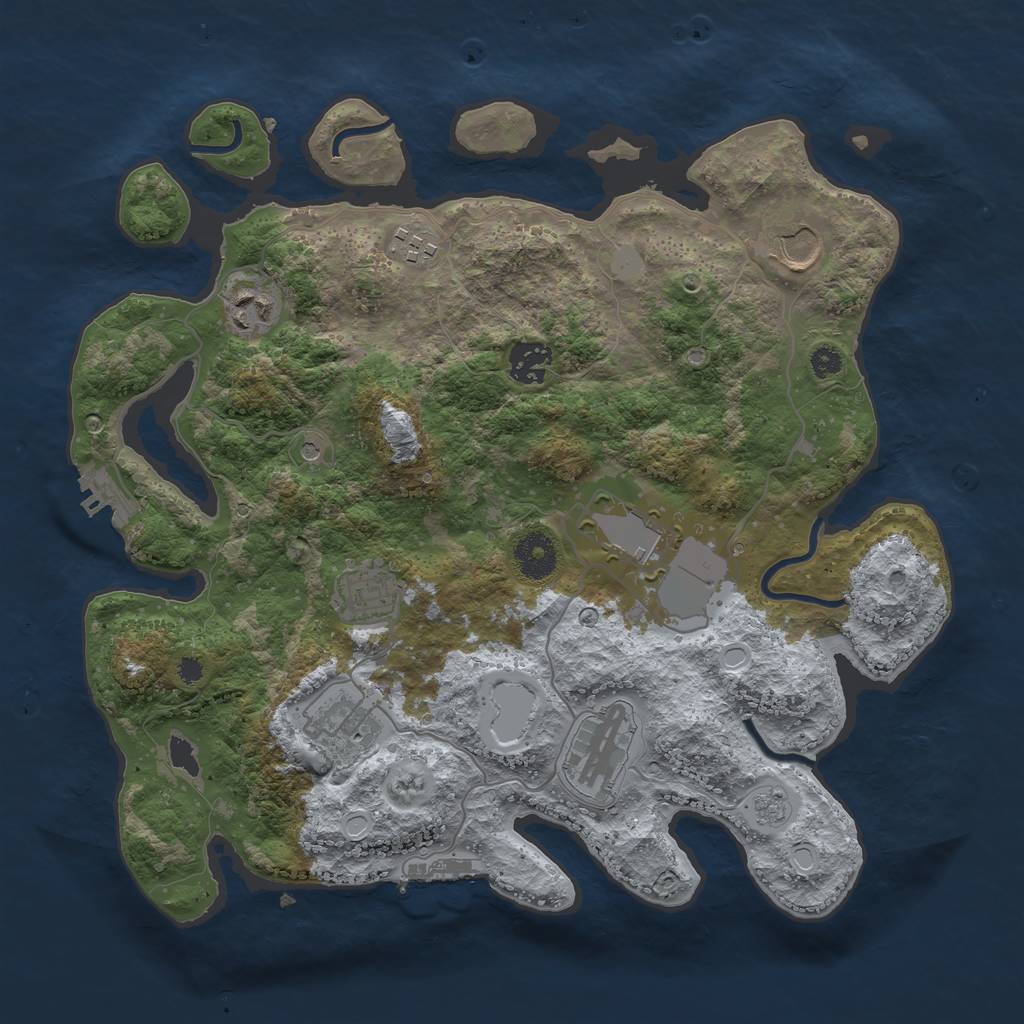Rust Map: Procedural Map, Size: 3500, Seed: 50460798, 17 Monuments