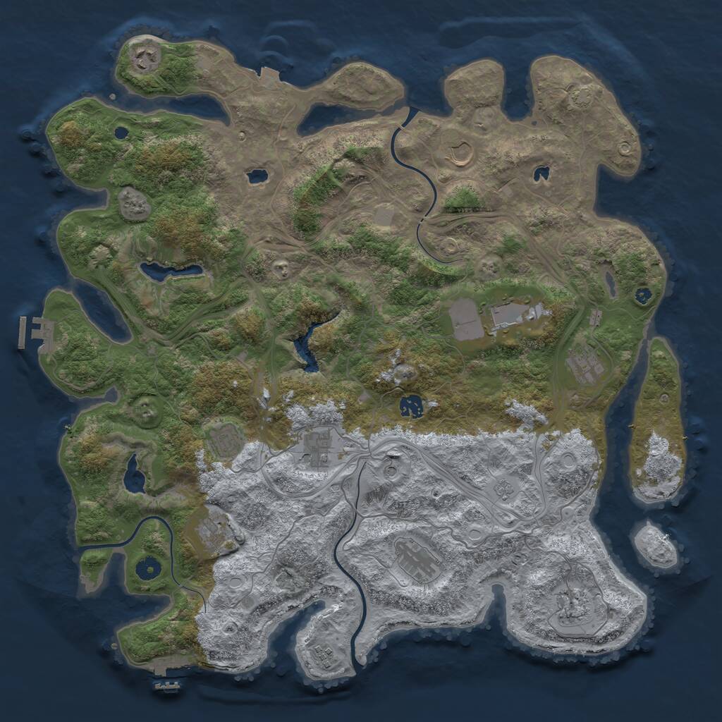 Rust Map: Procedural Map, Size: 4500, Seed: 339850693, 17 Monuments