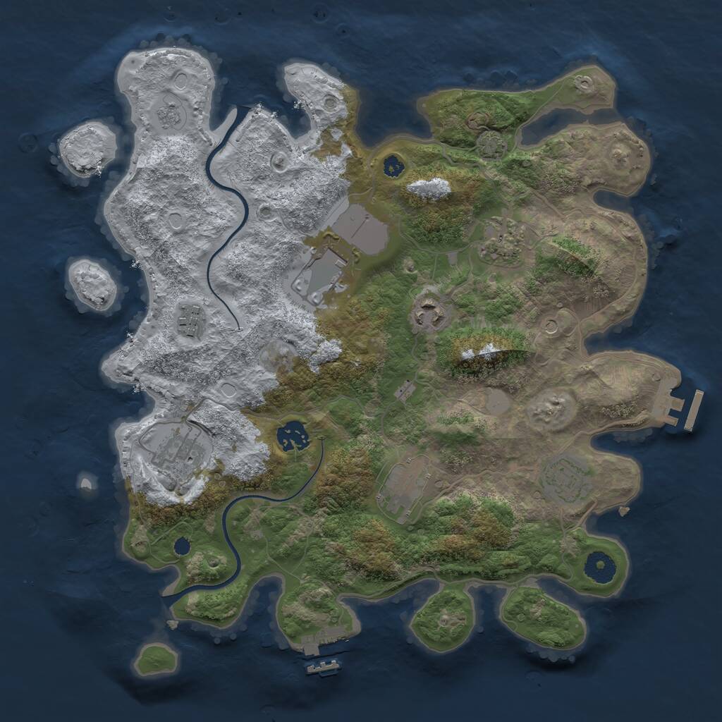 Rust Map: Procedural Map, Size: 3500, Seed: 1729576308, 14 Monuments