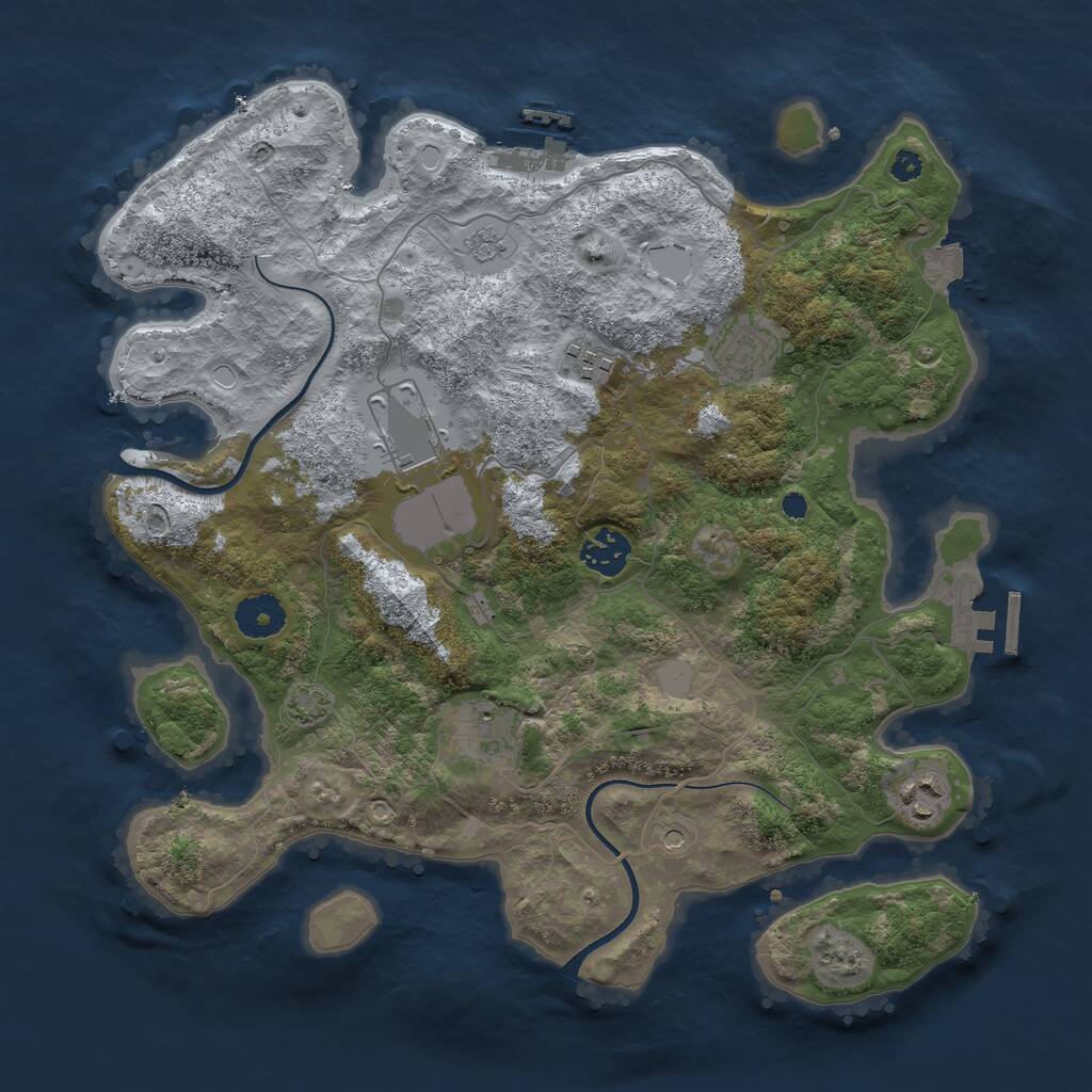 Rust Map: Procedural Map, Size: 3500, Seed: 80146457, 12 Monuments