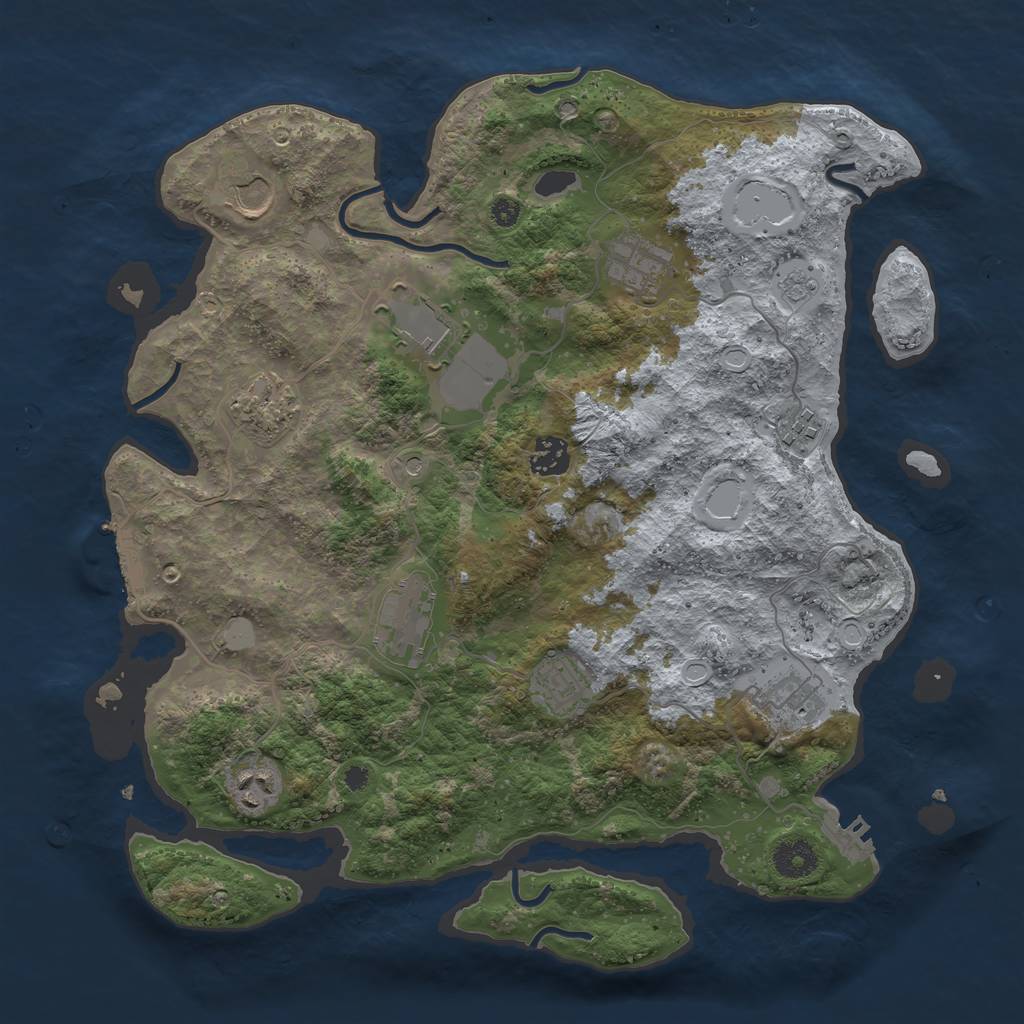 Rust Map: Procedural Map, Size: 3700, Seed: 1994442939, 17 Monuments