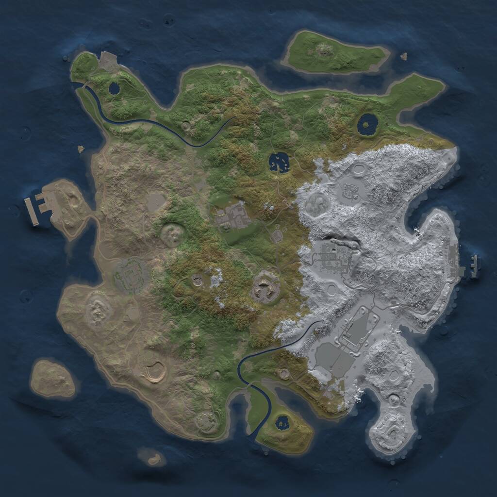 Rust Map: Procedural Map, Size: 3500, Seed: 1583539941, 13 Monuments