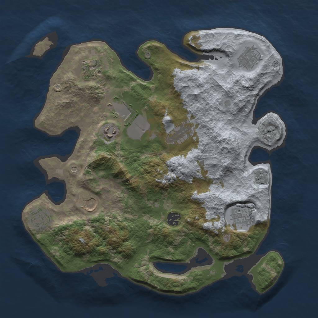 Rust Map: Barren, Size: 3500, Seed: 694725550, 13 Monuments
