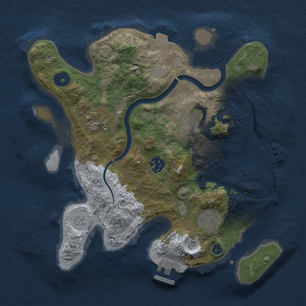 Rust Map: Procedural Map, Size: 3000, Seed: 2052328600, 11 Monuments