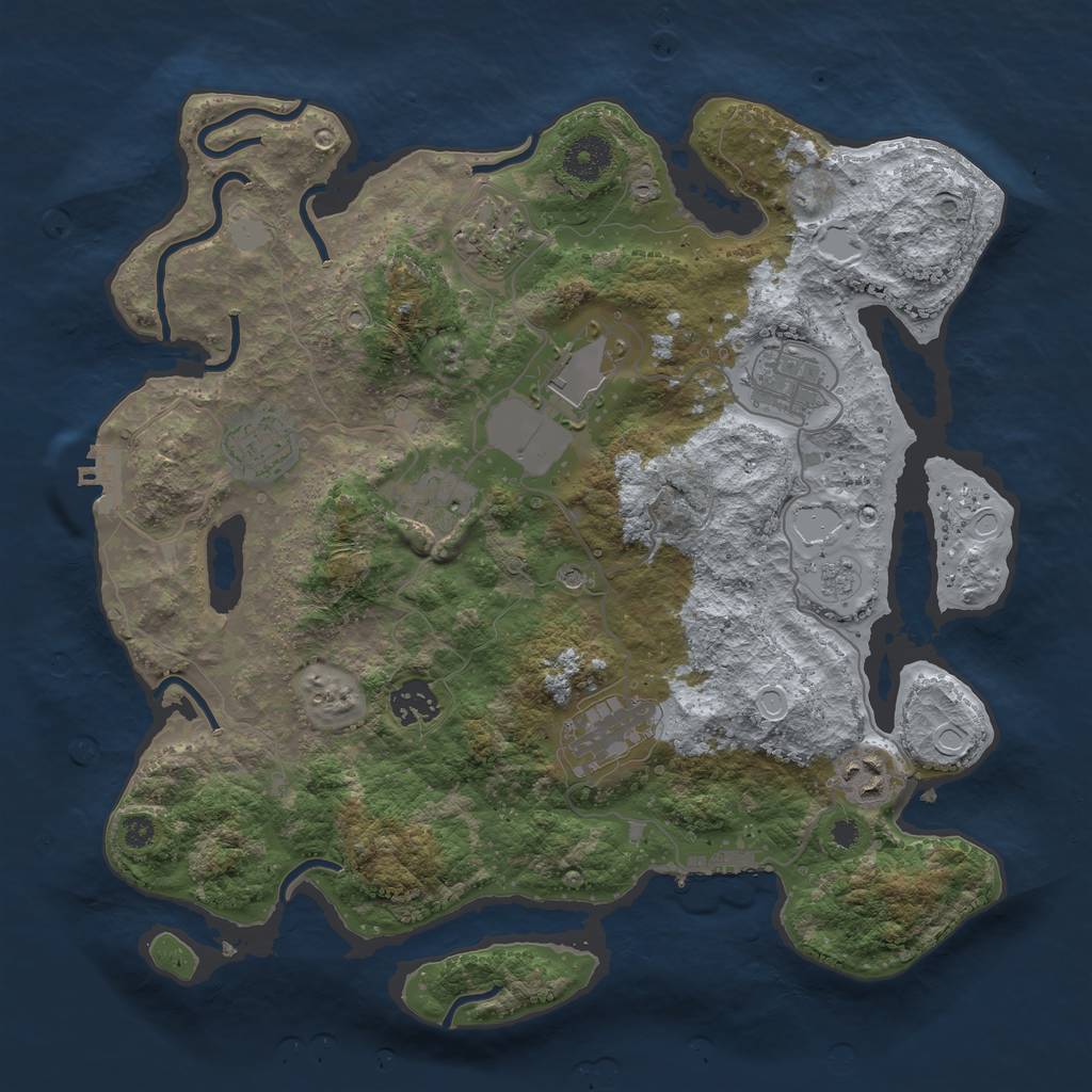 Rust Map: Procedural Map, Size: 3500, Seed: 6148669, 17 Monuments