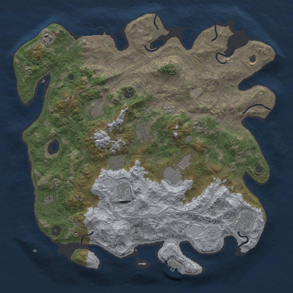 Rust Map: Procedural Map, Size: 4250, Seed: 489654210, 20 Monuments