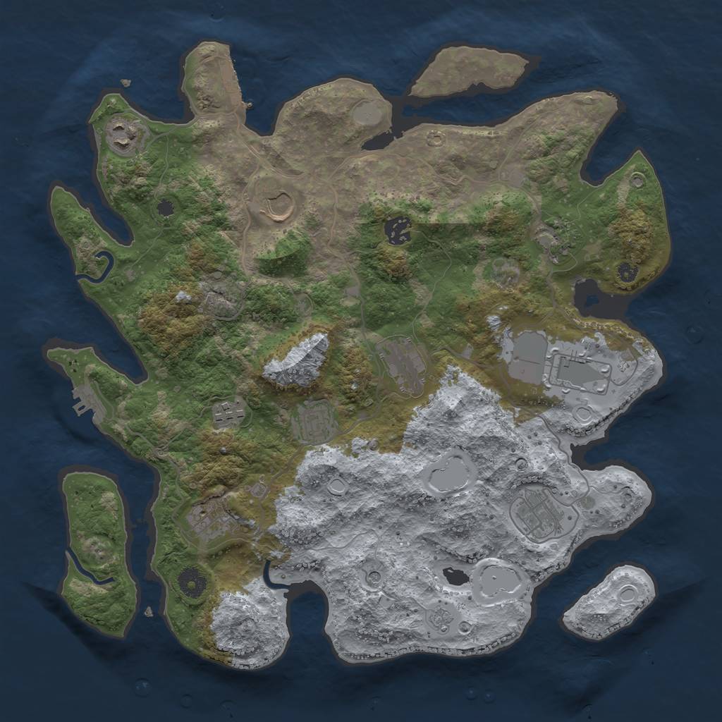 Rust Map: Procedural Map, Size: 3750, Seed: 516703544, 19 Monuments