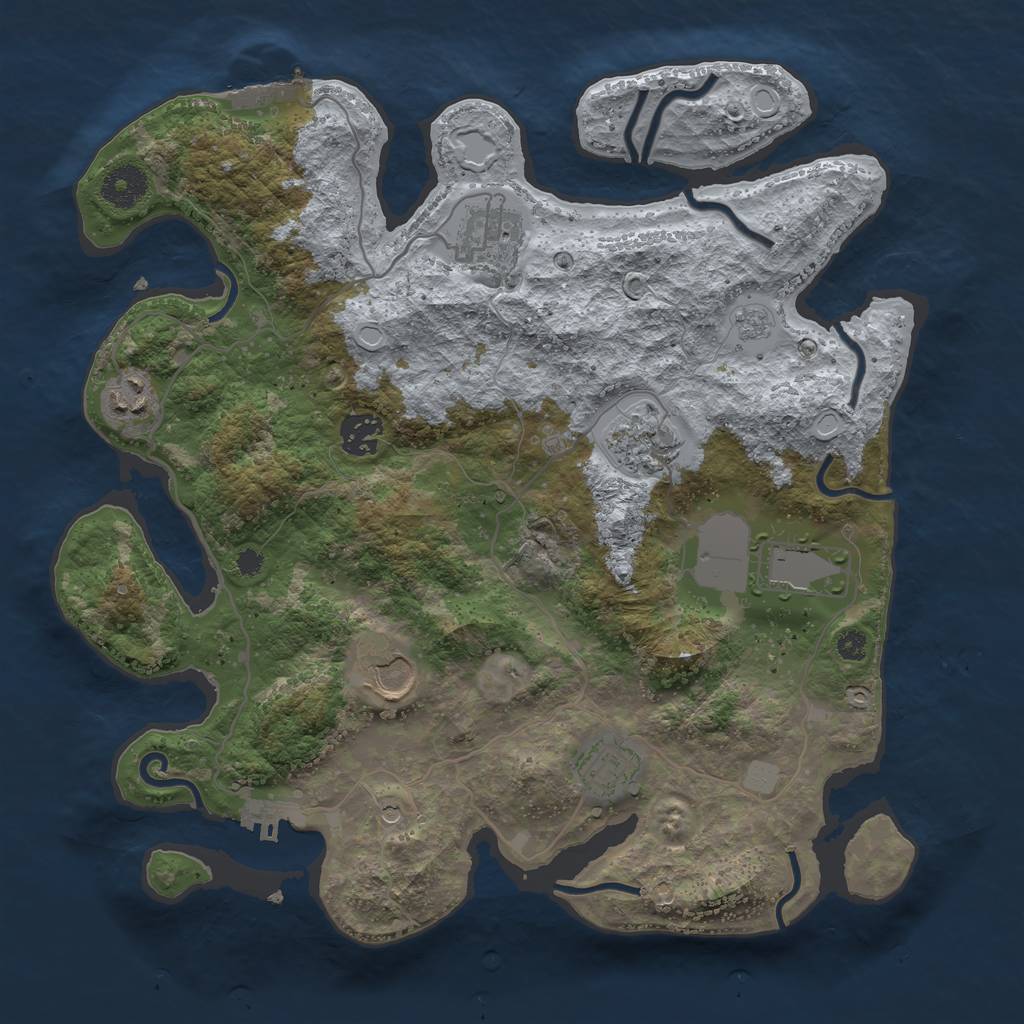 Rust Map: Procedural Map, Size: 3500, Seed: 281370857, 14 Monuments