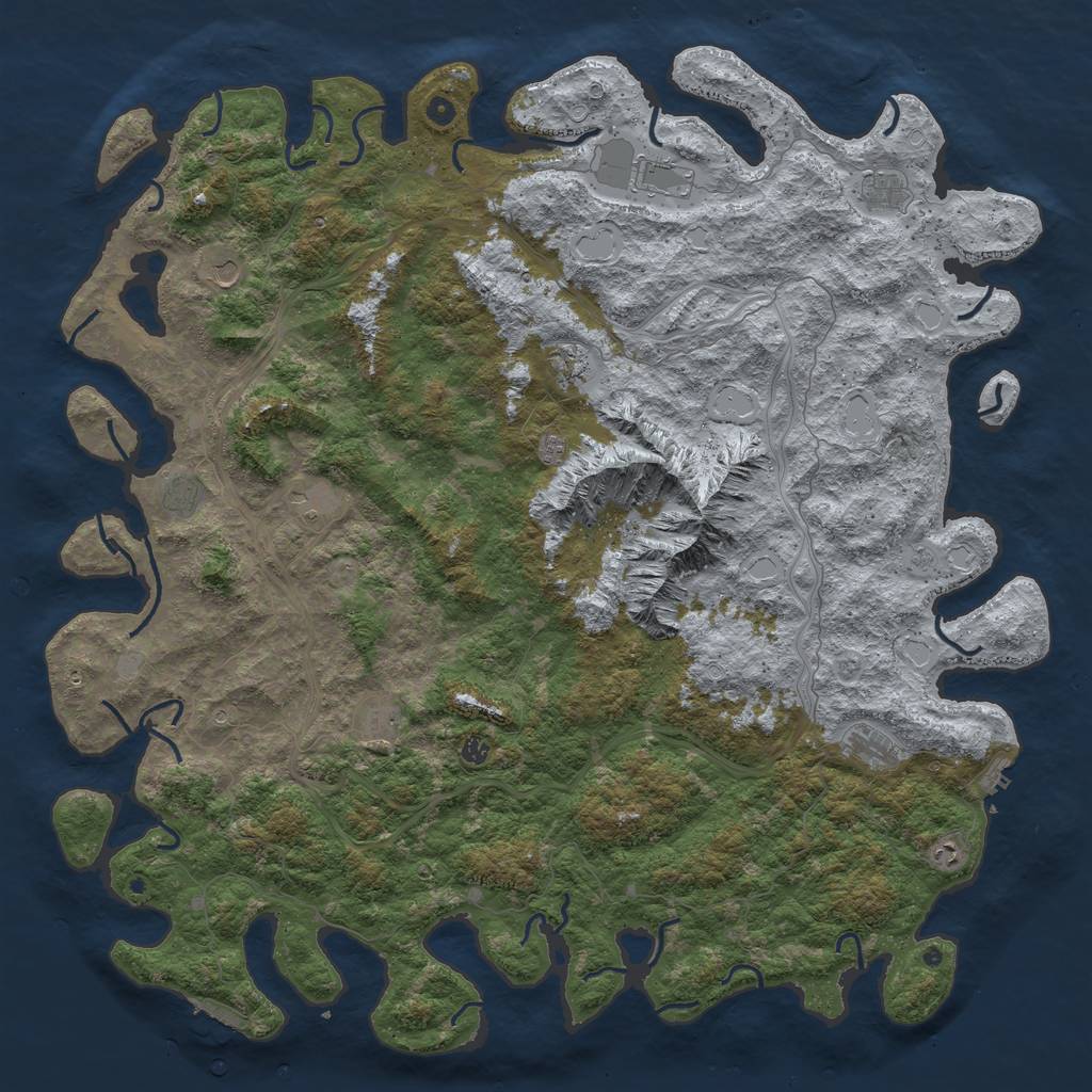 Rust Map: Procedural Map, Size: 6000, Seed: 134614433, 18 Monuments