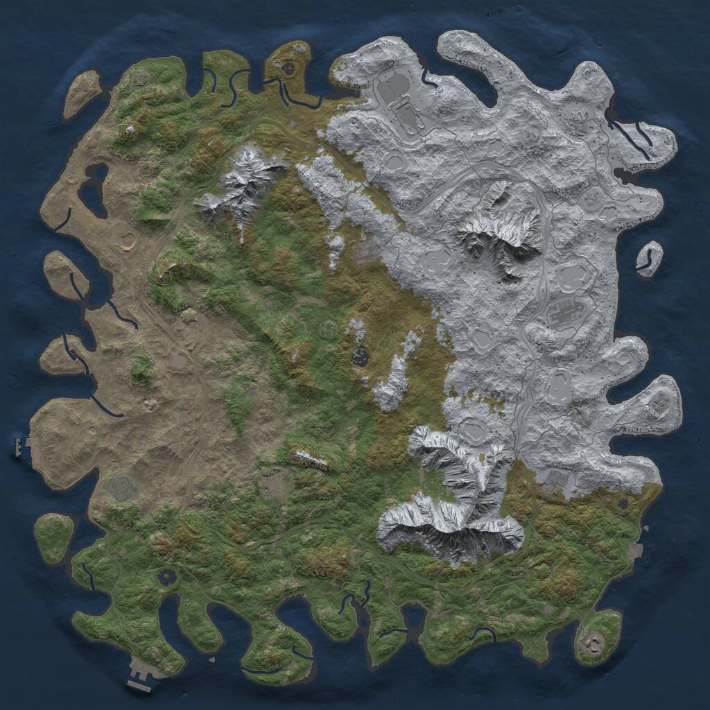 Rust Map: Procedural Map, Size: 6000, Seed: 134614433, 17 Monuments