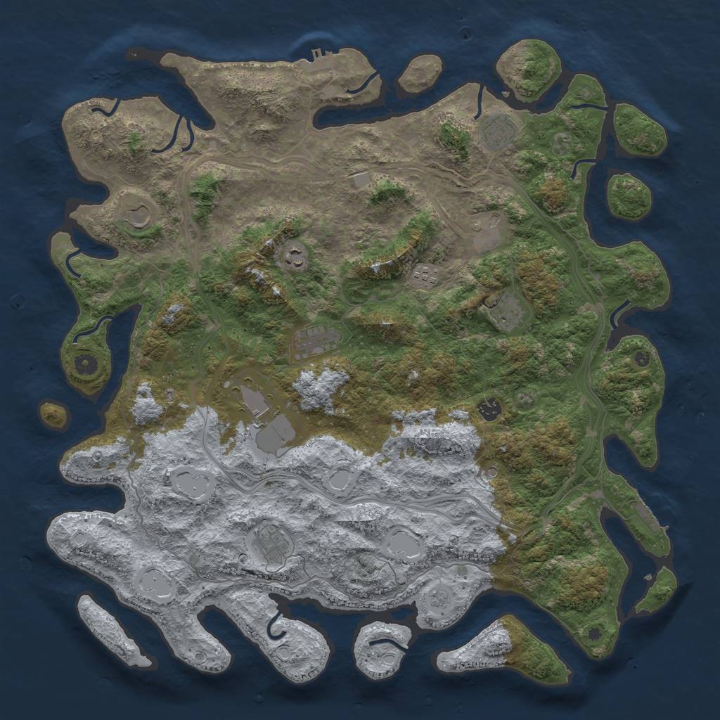 Rust Map: Procedural Map, Size: 4800, Seed: 1077508950, 19 Monuments