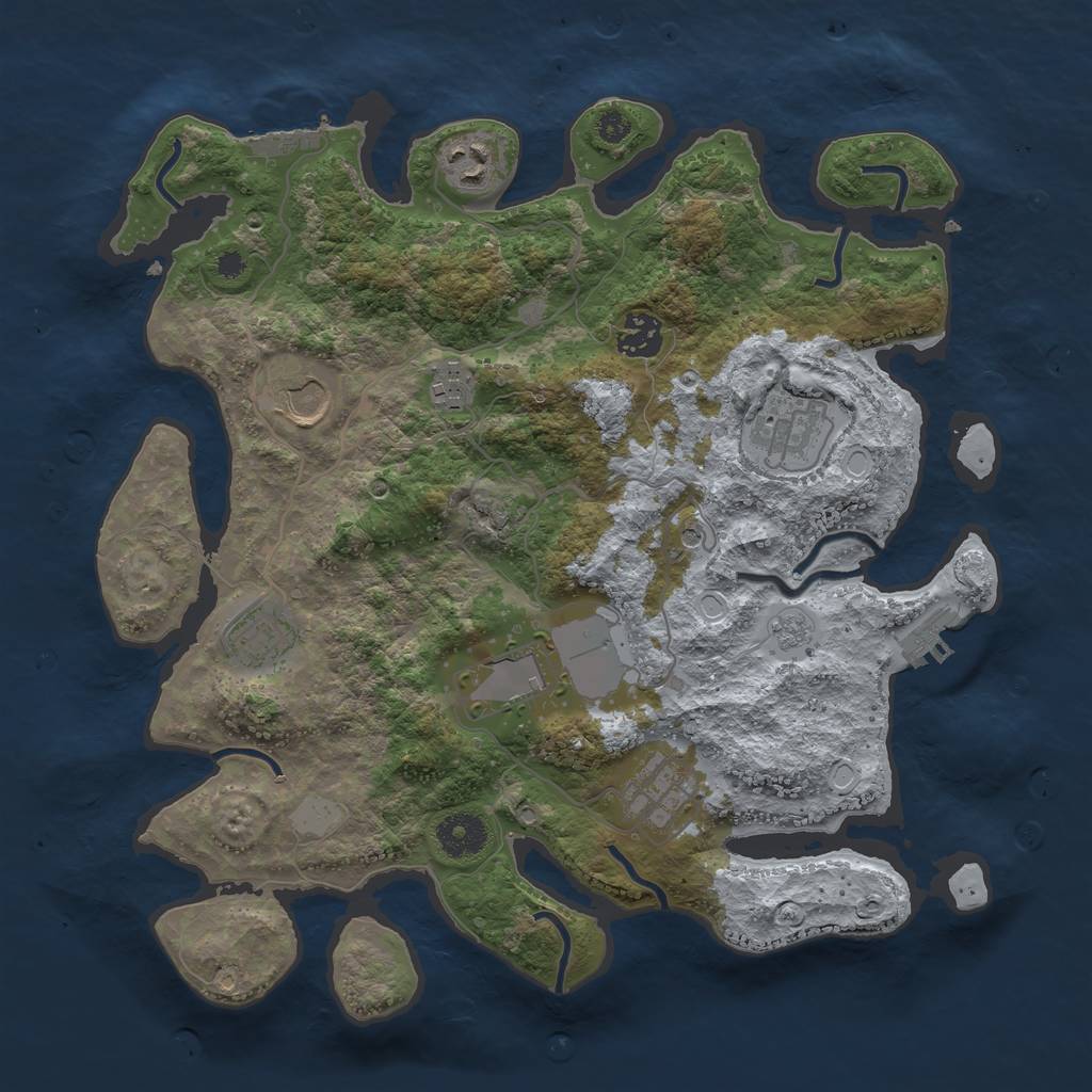 Rust Map: Procedural Map, Size: 3500, Seed: 82581538, 17 Monuments