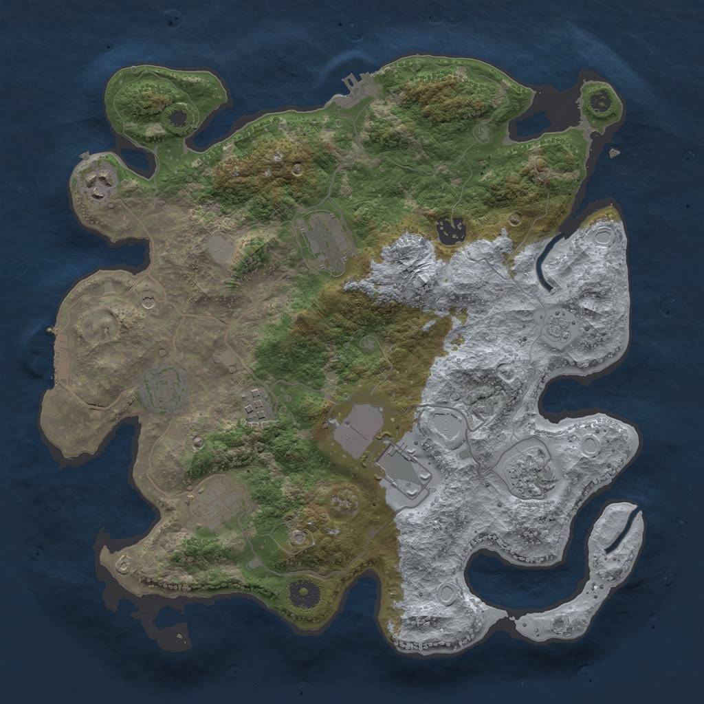 Rust Map: Procedural Map, Size: 3500, Seed: 40116253, 17 Monuments