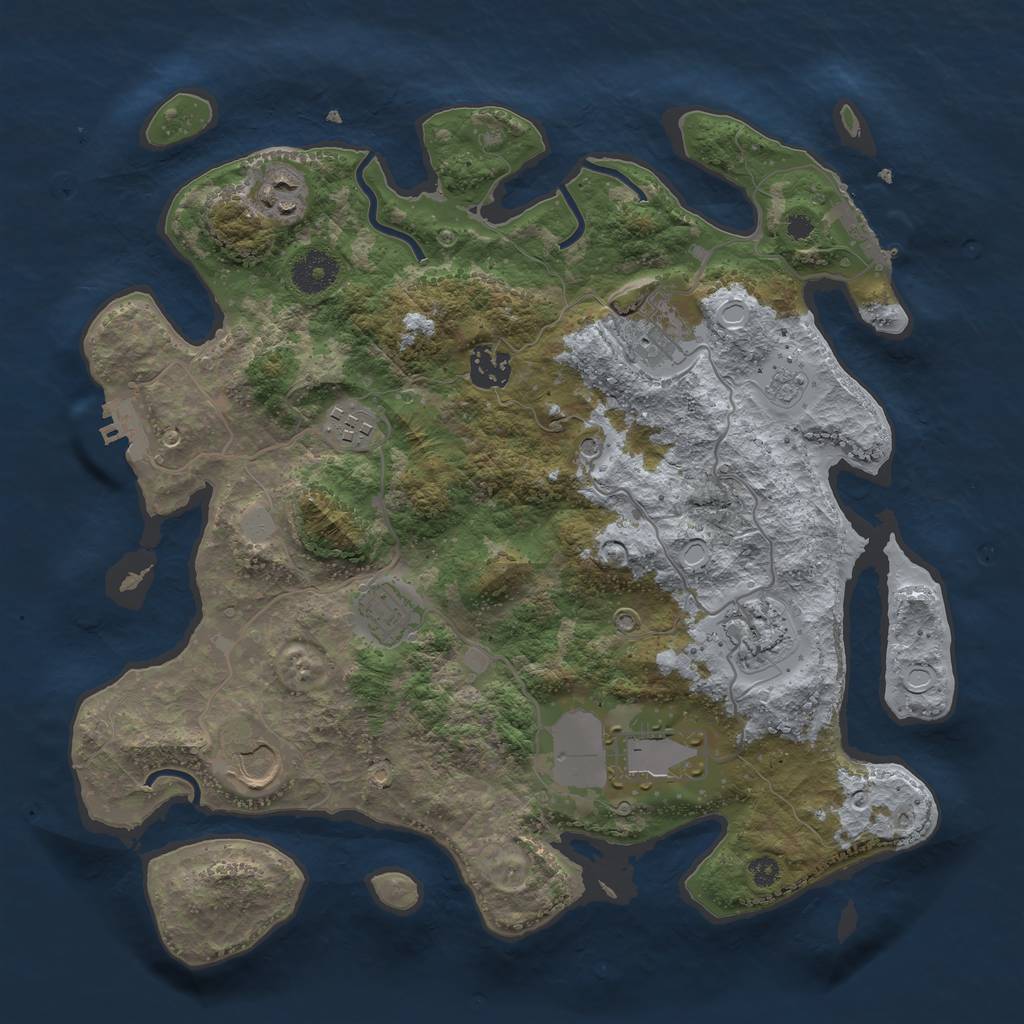 Rust Map: Procedural Map, Size: 3500, Seed: 79684963, 17 Monuments