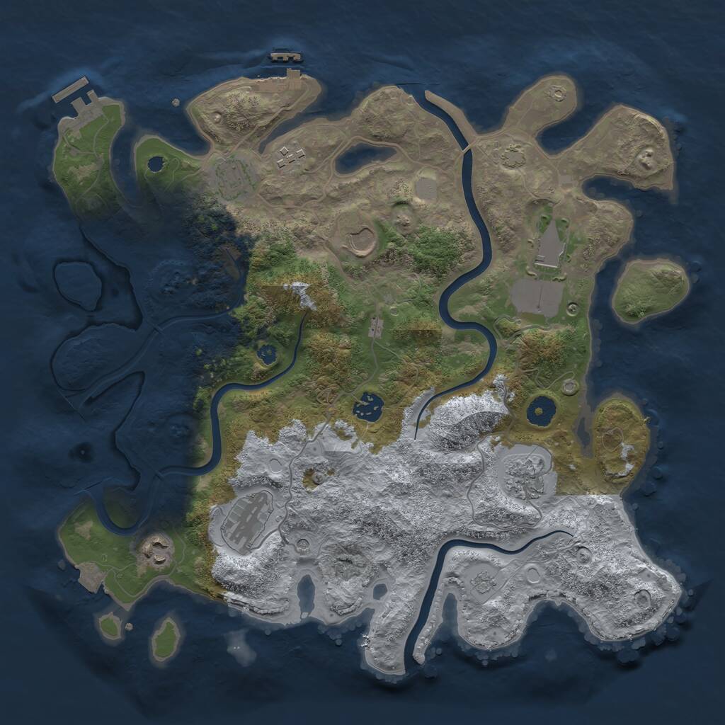 Rust Map: Procedural Map, Size: 3750, Seed: 5595595, 14 Monuments