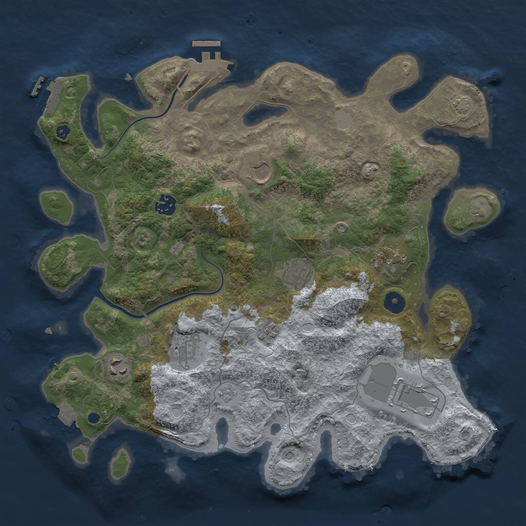 Rust Map: Procedural Map, Size: 3750, Seed: 5595595, 14 Monuments