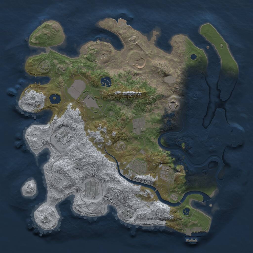 Rust Map: Procedural Map, Size: 3500, Seed: 80881734, 16 Monuments